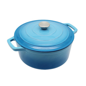 China Cookware Factory Wholesale 26cm Blue Enamel Cast Iron Casserole Dutch Oven Cast Iron Pot Cast Cookware With Lid