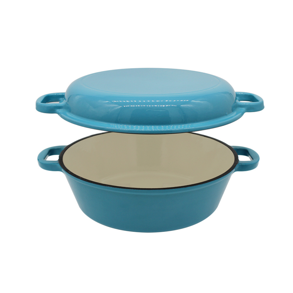 Custom Enameled Cast Iron Pots and Pans Factory Wholesale Low Price High Quality 2 in 1 Cooking Pot Cast Iron Combo Cooker