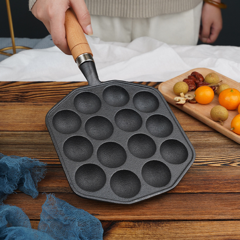 14 Holes Home Kitchen Bakeware Cake Mold Pan Popular Restaurant Takoyaki Chef Pan Cast Iron Cooking Cupcake Pan