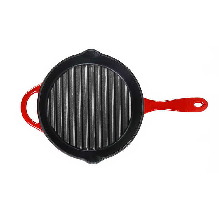 26cm Cast Iron Steak Grill Pans Frying Pan Non Stick Cast Iron Enamel Roast Grill Pan