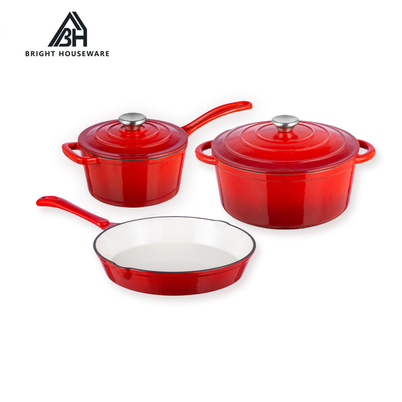 Bright Houseware South Africa Cooking Pots And Pans Enamel Cast Iron Casserole Nigeria Pot Sets Cast Iron Cookware Set