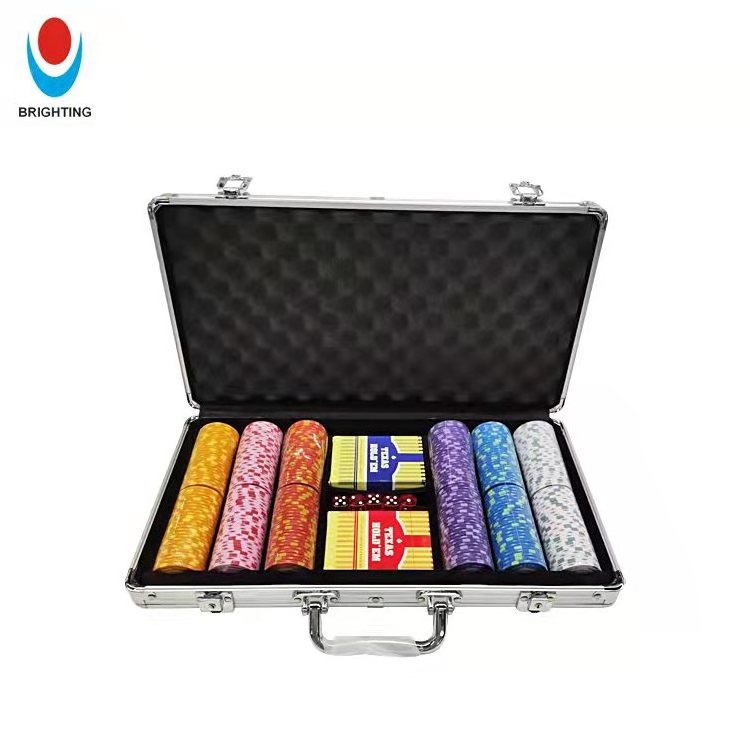 Casino Game Components Silver Black Red Gold 100 200 300 500 Acrylic 14g ABS Clay Ceramic Poker Chips Dealer Dice Aluminum Case