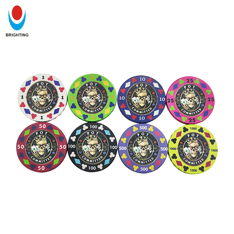 39mm 40mm 43mm 50mm 55mm Custom UV Chips Octagonal 45*3.3mm Print Gambling Case Clay ABS Custom Casino Ceramic Poker Chip