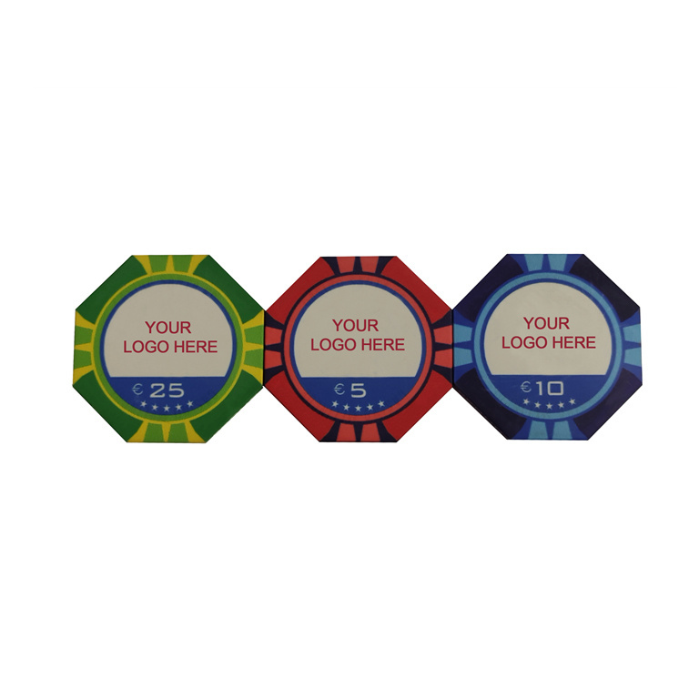 High Quality Custom Rectangle Octangle Plaques With Case Tray Clay Printing Design LOGO Gambling Game  Casino Ceramic Poker Chip