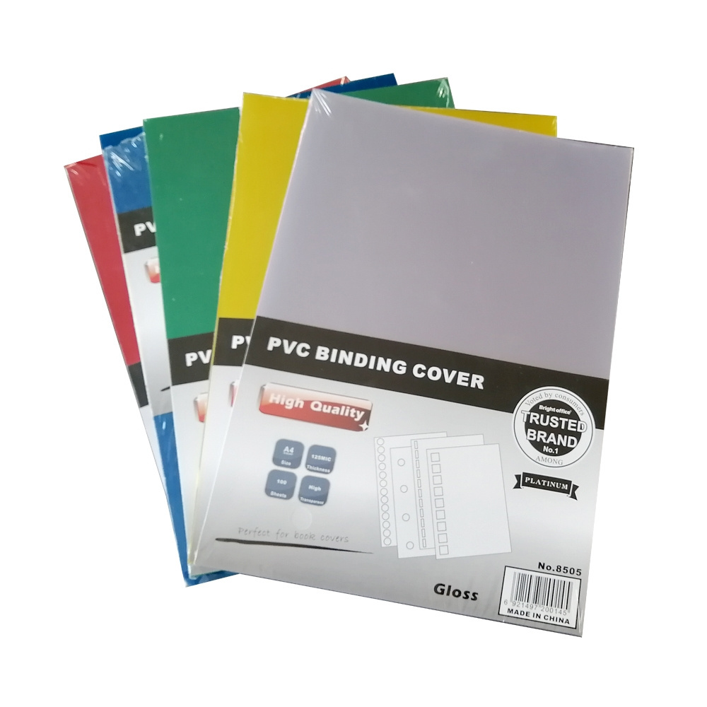 Bright office  high quality A3 A4  clear PVC binding cover colorful PVC book cover embossed paper professional manufacturer