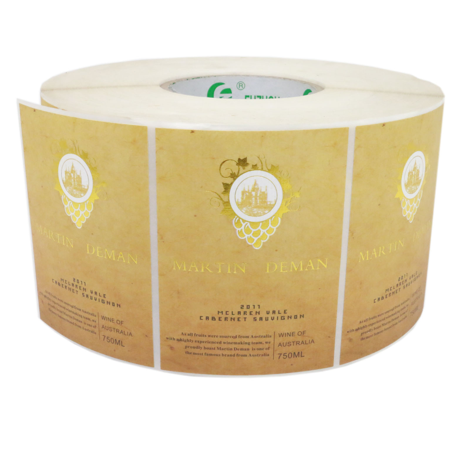 Custom production design Rectangle logo Roll Wine food Adhesive Stamping Gold Foil Sticker Labels UV Printing