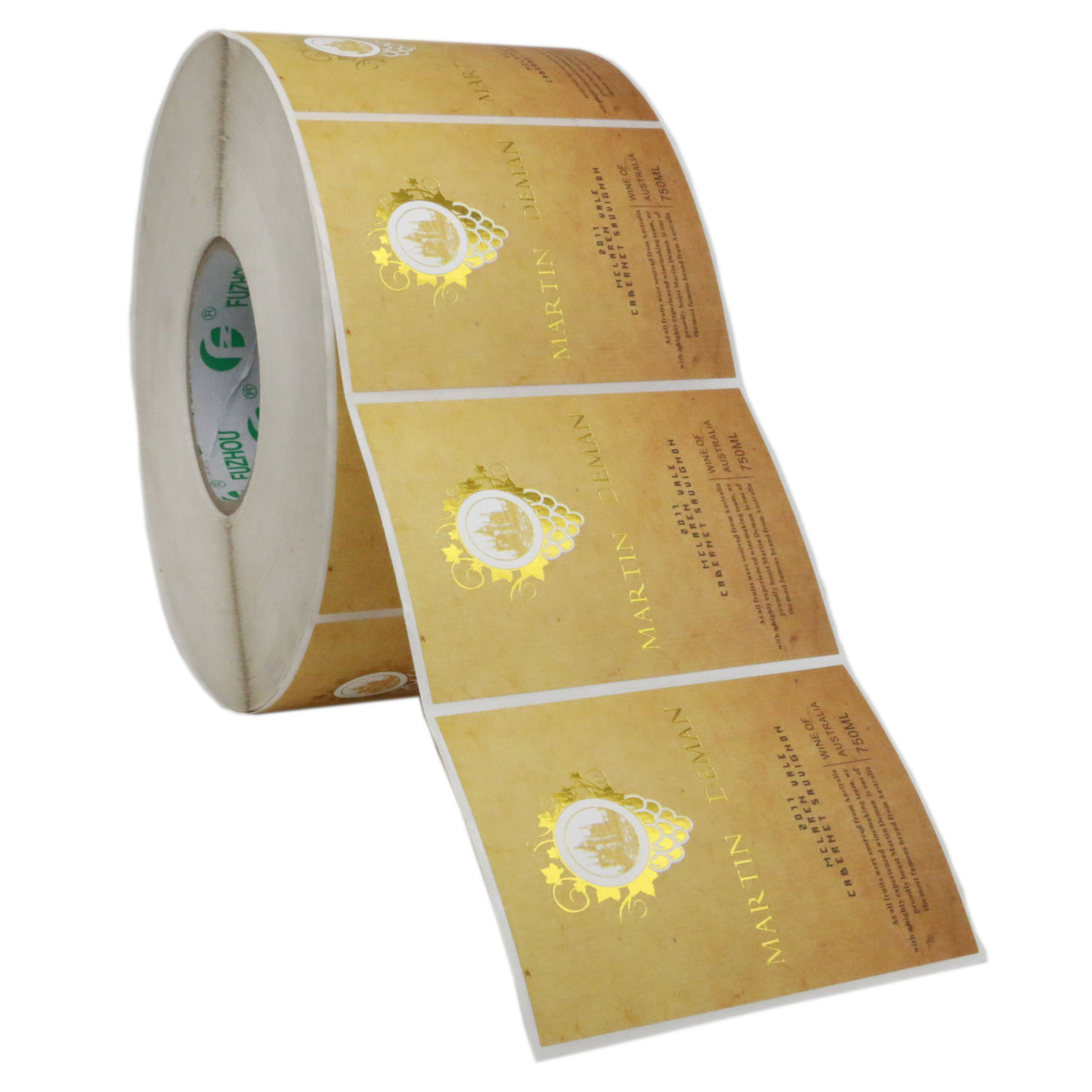 Custom production design Rectangle logo Roll Wine food Adhesive Stamping Gold Foil Sticker Labels UV Printing