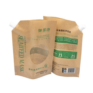 Custom Printing Stand Up Pouch Biodegradable Kraft Paper Drink Liquid Juice Packaging Spout Bags