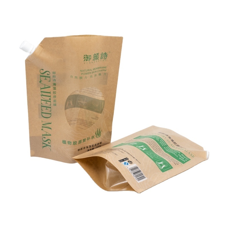 Custom Printing Stand Up Pouch Biodegradable Kraft Paper Drink Liquid Juice Packaging Spout Bags