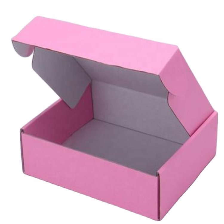 Ready to Ship or Custom LOGO Recycled Pink Corrugated Carton Paper Foldable Packaging Gift Mailer Shipping Boxes