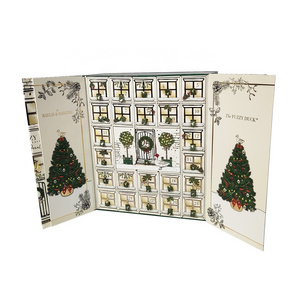 Custom Christmas empty advent calendar 10/12/24/26 drawers gift packaging cardboard box for cosmetic