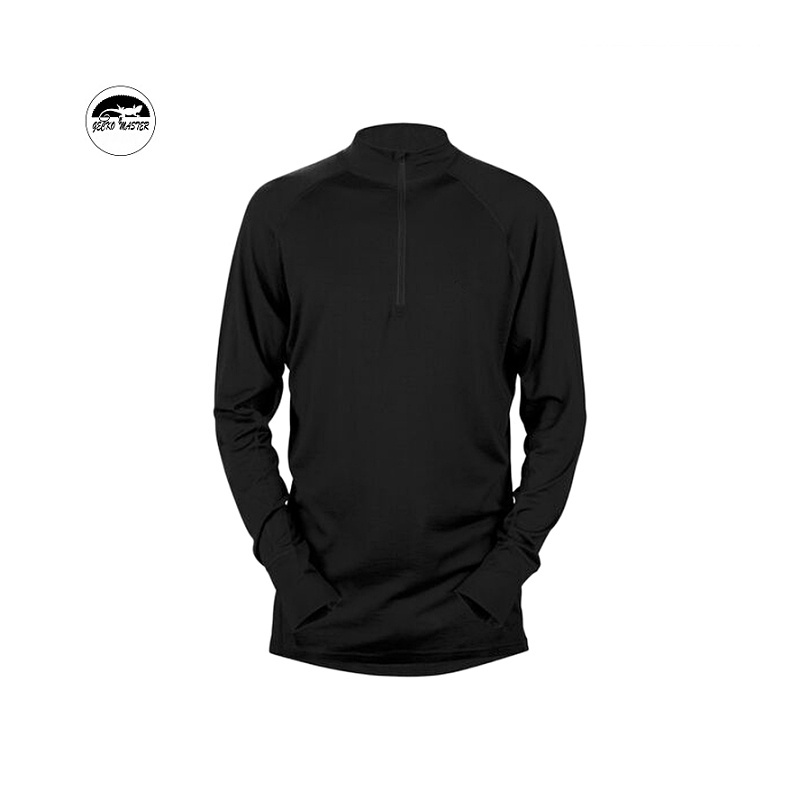 OEM factory high quality GECKO MASTER Men's 100% Merino Wool Thermal Long Sleeves Half-zip Base Layer Heated Underwear