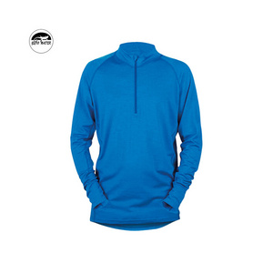 OEM factory high quality GECKO MASTER Men's 100% Merino Wool Thermal Long Sleeves Half-zip Base Layer Heated Underwear