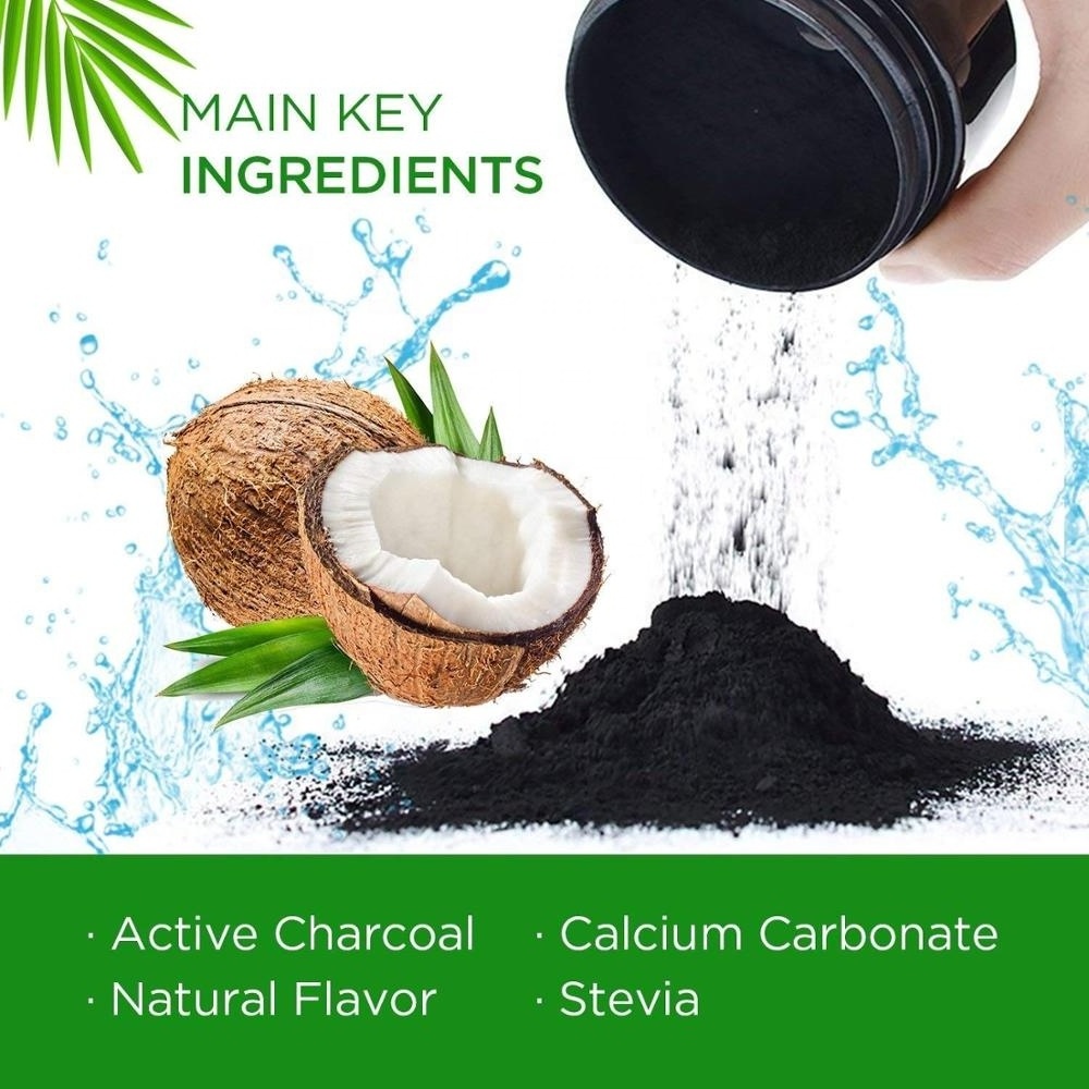 Coconut Activated charcoal teeth whitening powder for private label bamboo charcoal powder wholesale for deep cleansing