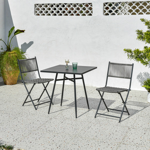 Square 70cm metal carbon steel garden outdoor furniture table sets patio and folding rattan aluminum chairs 2 or 4 seats