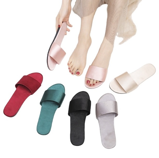 2024 summer new Korean home slipper satin flip-flops indoor wedding slipper shoes morning gown with shoes