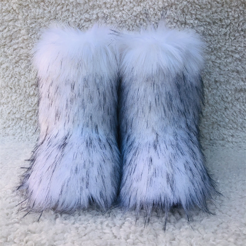 2023 new design hot selling ladies imitation raccoon fur boots factory wholesale high quality snow boots fur snow boots