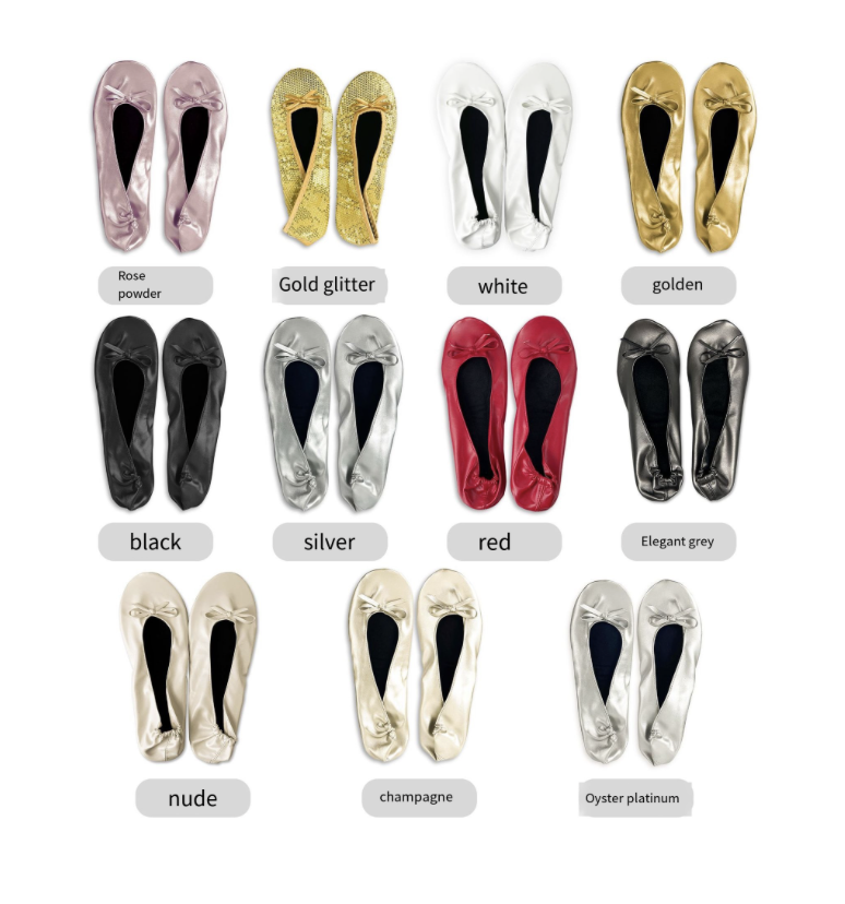 High quality customization 2023 Wholesale Trade assurance ballet foldable ballerina flats fold up disposable ballerina shoes