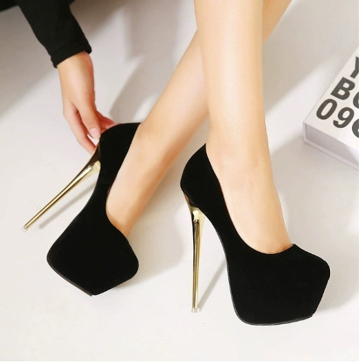 hot Trendy Velvet Platform Shoes Women Heels Pump 16 CM Big Size Slip-on Stilettos Shoes Ladies Sexy High Heels