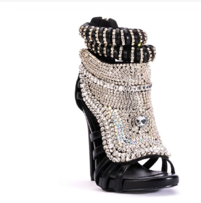 Hot 2024 New women's high heels Large size stiletto Rhinestone Women's Sandals Pump shoes Dance shoes Dance shoes for women