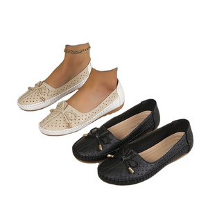 High Quality Bow Tie Breathable Women'S Flat Sandals Simple Trendy Women Footwear Casual Flats Shoes