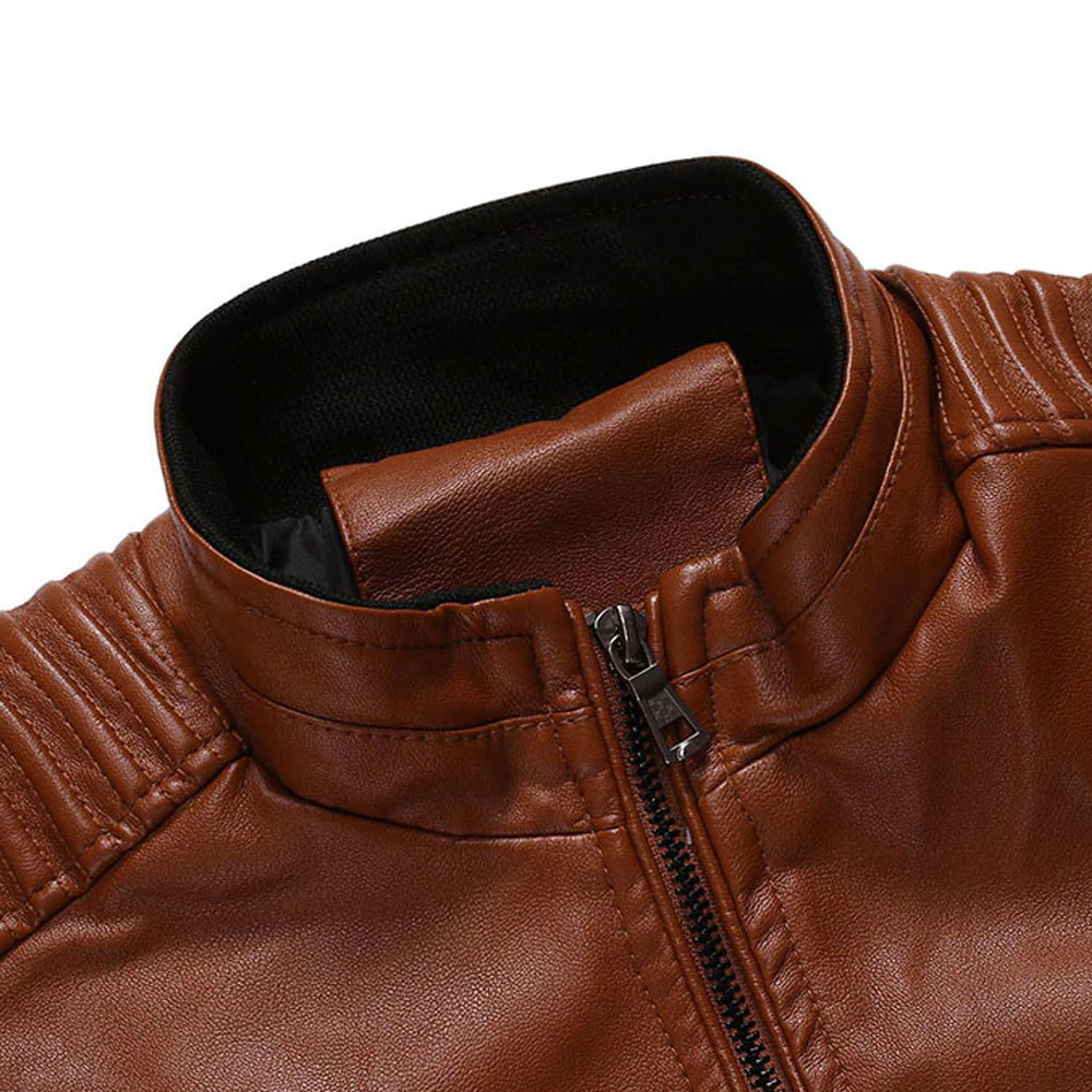 High Quality Customized Logo Leather Jacket Fashion Clothing Windproof Leather Jacket For Men