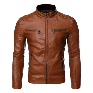 High Quality Customized Logo Leather Jacket Fashion Clothing Windproof Leather Jacket For Men