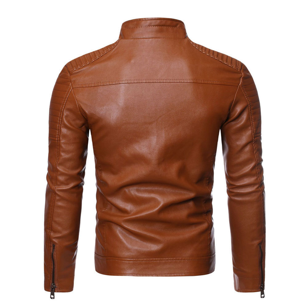 High Quality Customized Logo Leather Jacket Fashion Clothing Windproof Leather Jacket For Men