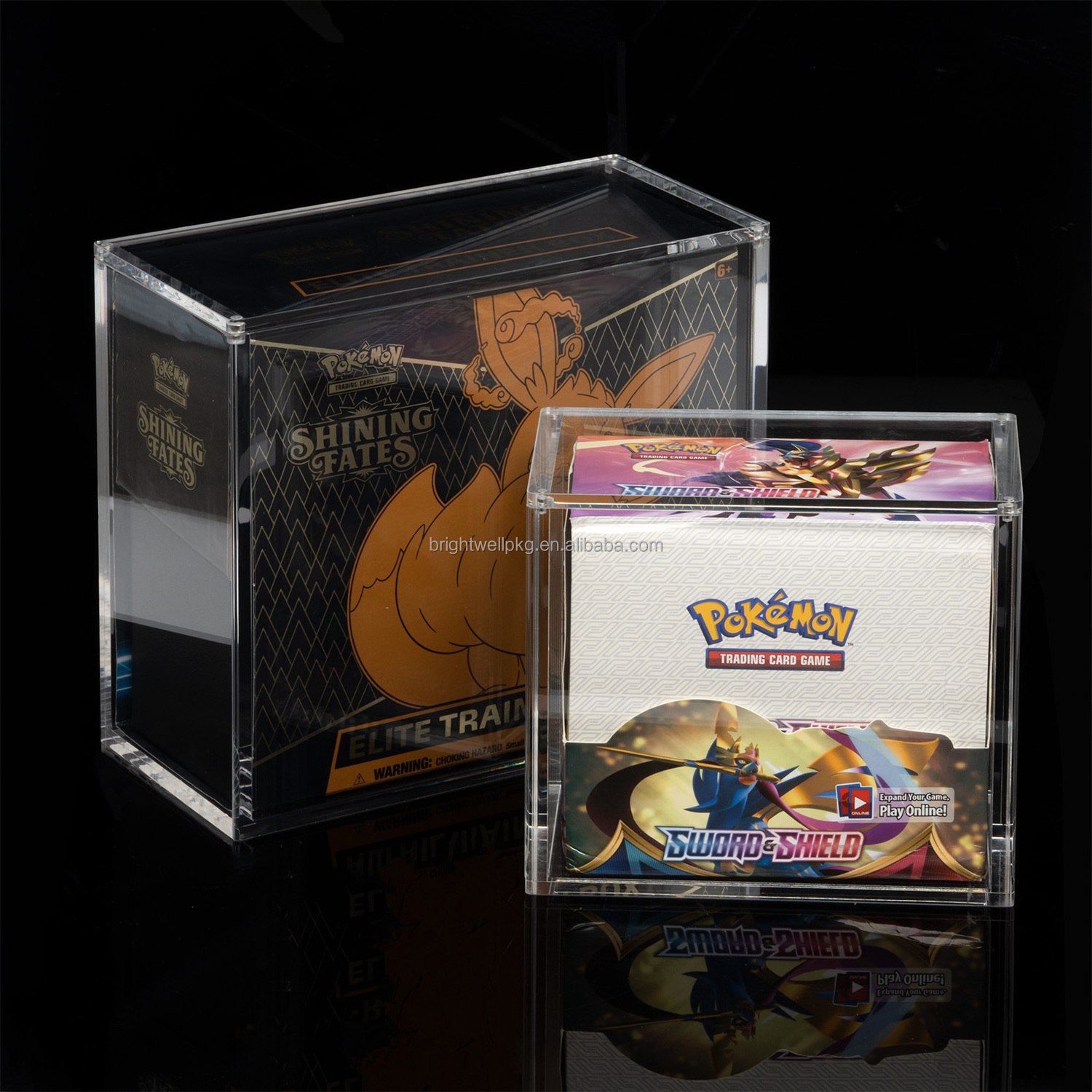 Custom Transparent Pokemon ETB Acrylic Case Magnetic Lid Acrylic Pokemon Booster Box Display Case For Pokemon Elite Trainer Box