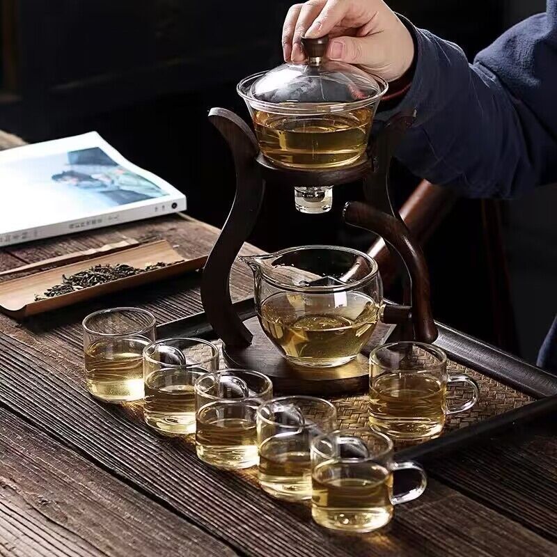 Automatic Teapot Semi Maker Kungfu Tea Set Magnetic Rotating Heat-Resistant Teapot cup