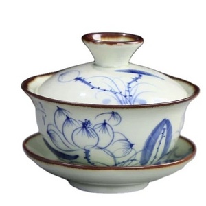 Wholesale premium Chinese ceramic tea set 120ml pottery gaiwan tea cup