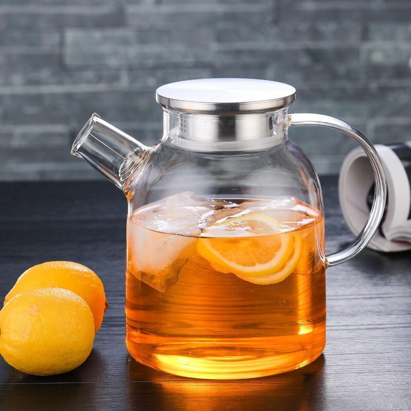 1800ML Glass Teapot with Infuser and Bamboo Lid