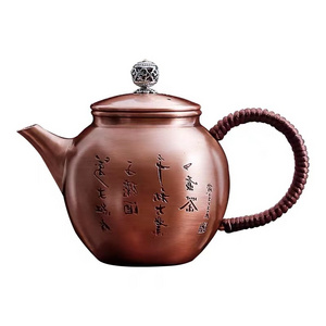 Wholesale Hot  selling  Chinese traditional  style  300ml Hammered Pure copper kettle no coating hot selling copper tea pot