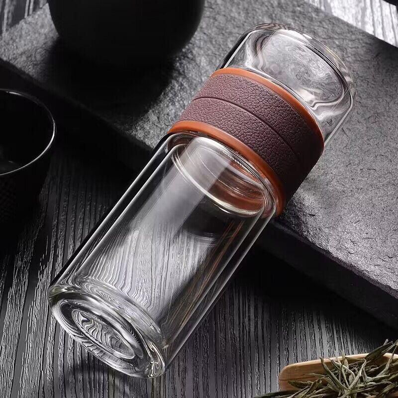 Best Selling Two Layers Leak Proof Tea Maker with Infuser Glass Tea Bottle