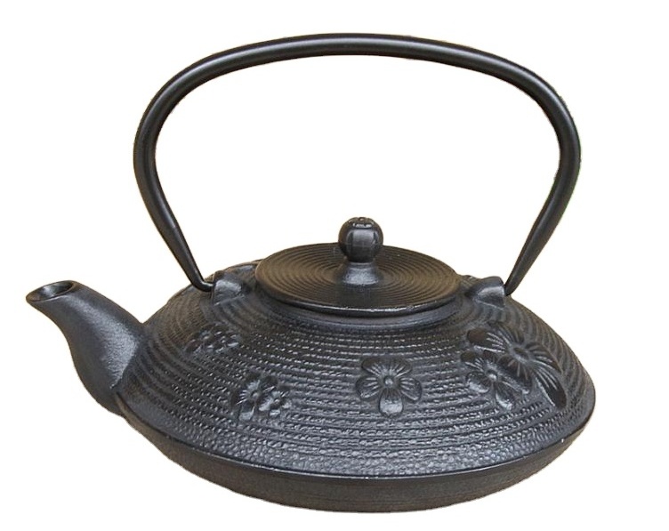 Hand-made China plum blossom Black cast iron teapot with stainless steel infuser