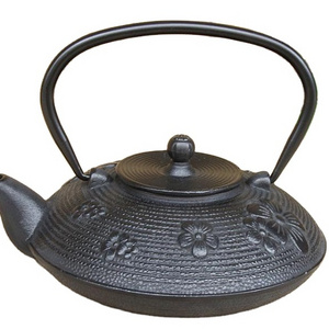 Hand-made China plum blossom Black cast iron teapot with stainless steel infuser