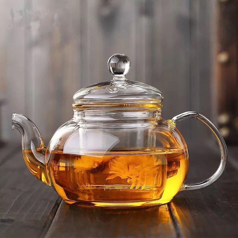 Glass Teapot 600/800ML Double-walled,Heat-Resistant Tea Pot