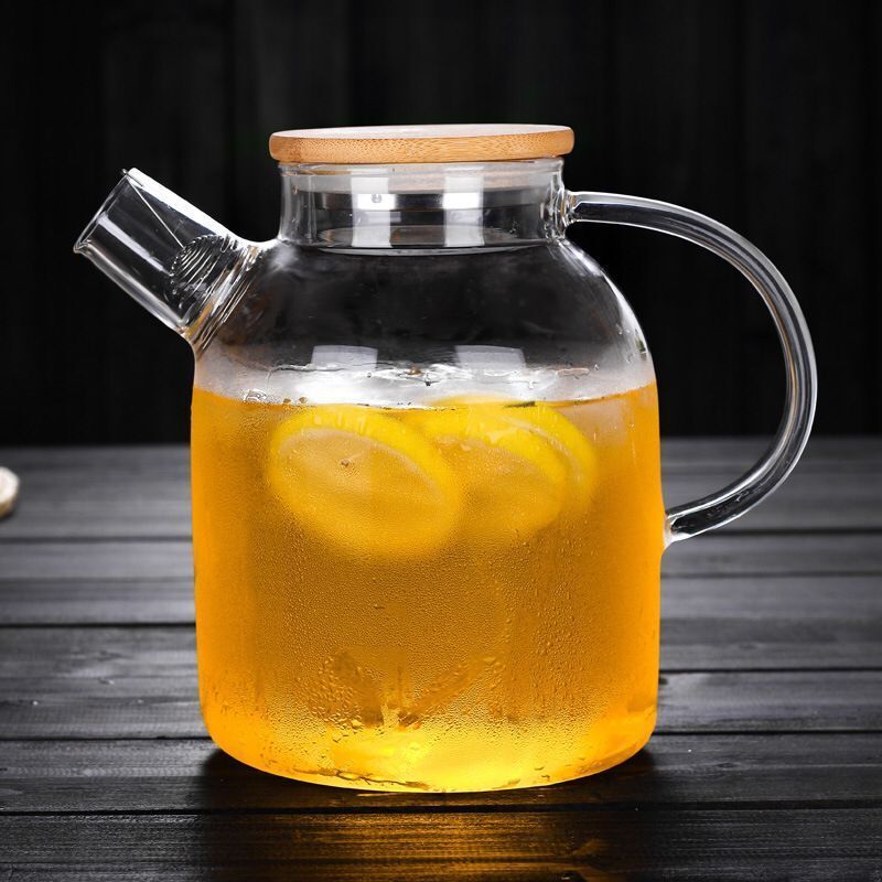 1800ML Glass Teapot with Infuser and Bamboo Lid