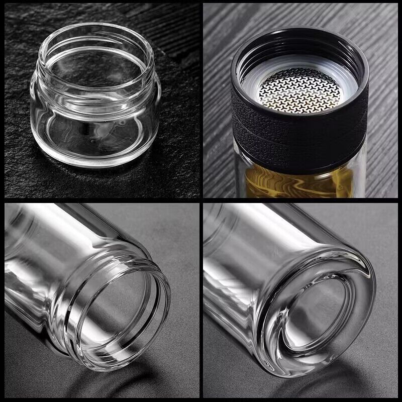 Best Selling Two Layers Leak Proof Tea Maker with Infuser Glass Tea Bottle