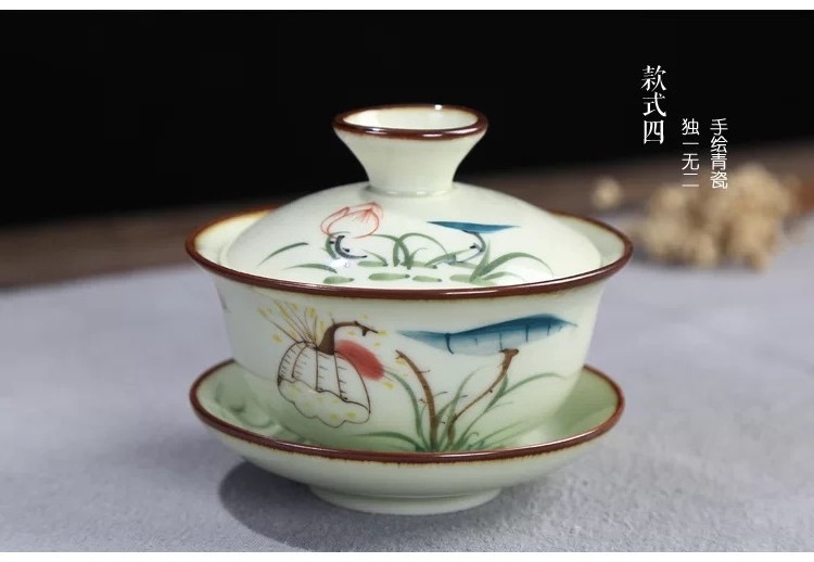 Wholesale premium Chinese ceramic tea set 120ml pottery gaiwan tea cup