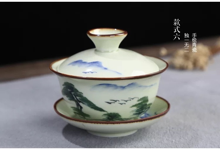 Wholesale premium Chinese ceramic tea set 120ml pottery gaiwan tea cup