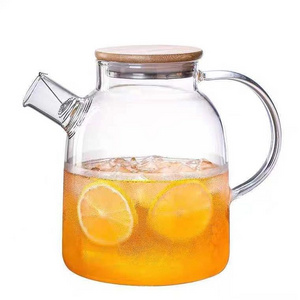 1800ML Glass Teapot with Infuser and Bamboo Lid