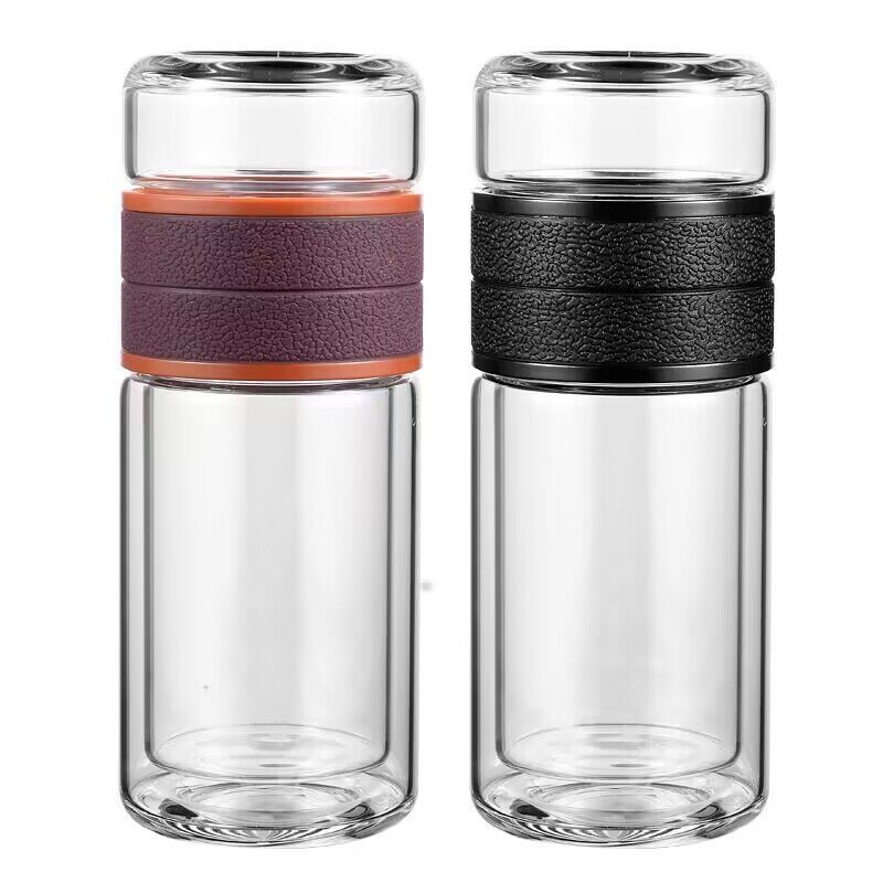 Best Selling Two Layers Leak Proof Tea Maker with Infuser Glass Tea Bottle