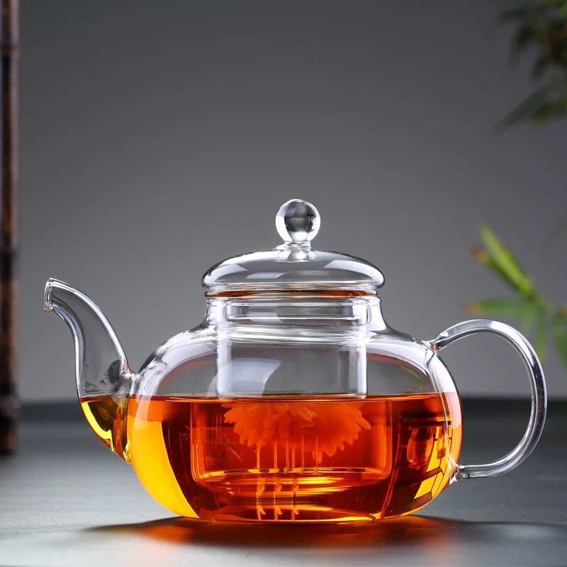 Glass Teapot 600/800ML Double-walled,Heat-Resistant Tea Pot