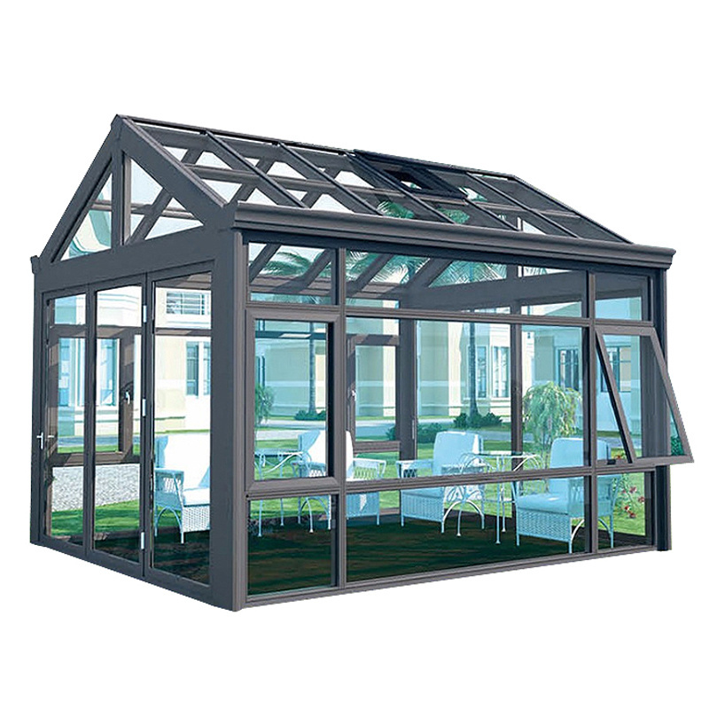 Free standing prefabricated aluminium frame sunshine sun roof room tempered glass window garden sunroom for casa solarium