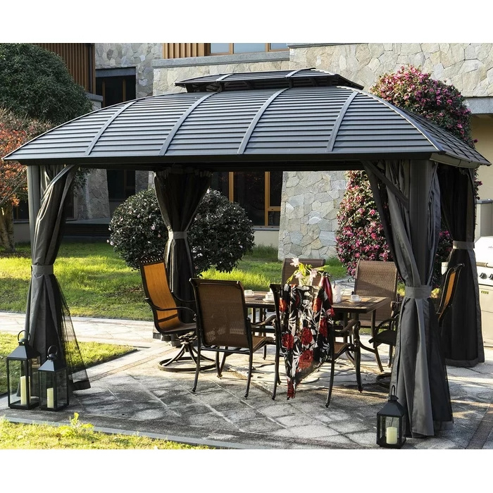 Modern garden outdoor aluminum luxury pavilion waterproof roof sunshade customizable gazebos