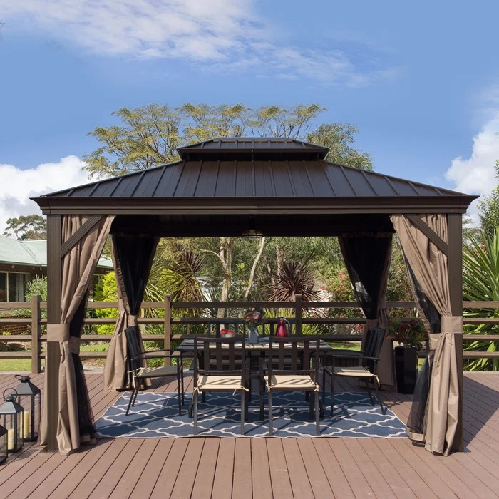 Modern garden outdoor aluminum luxury pavilion waterproof roof sunshade customizable gazebos