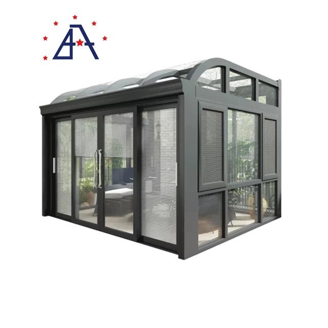 Free standing aluminum roof louver pavilions outdoor garden gazebos with glass sliding door