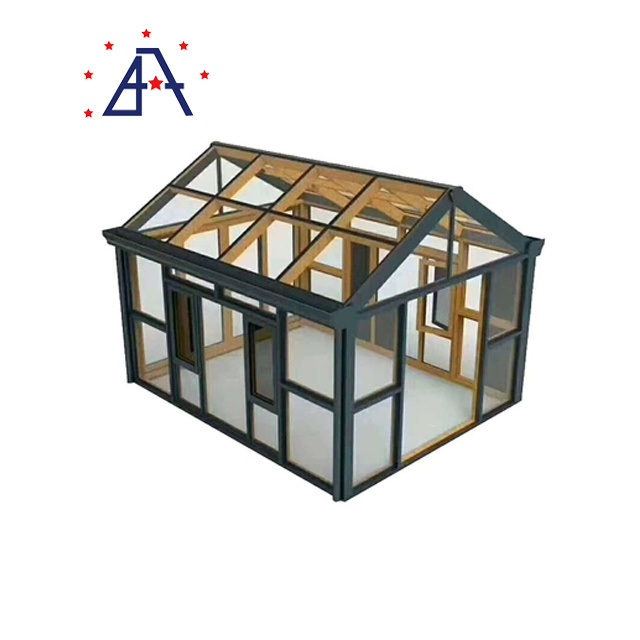 Free standing prefabricated aluminium frame sunshine sun roof room tempered glass window garden sunroom for casa solarium