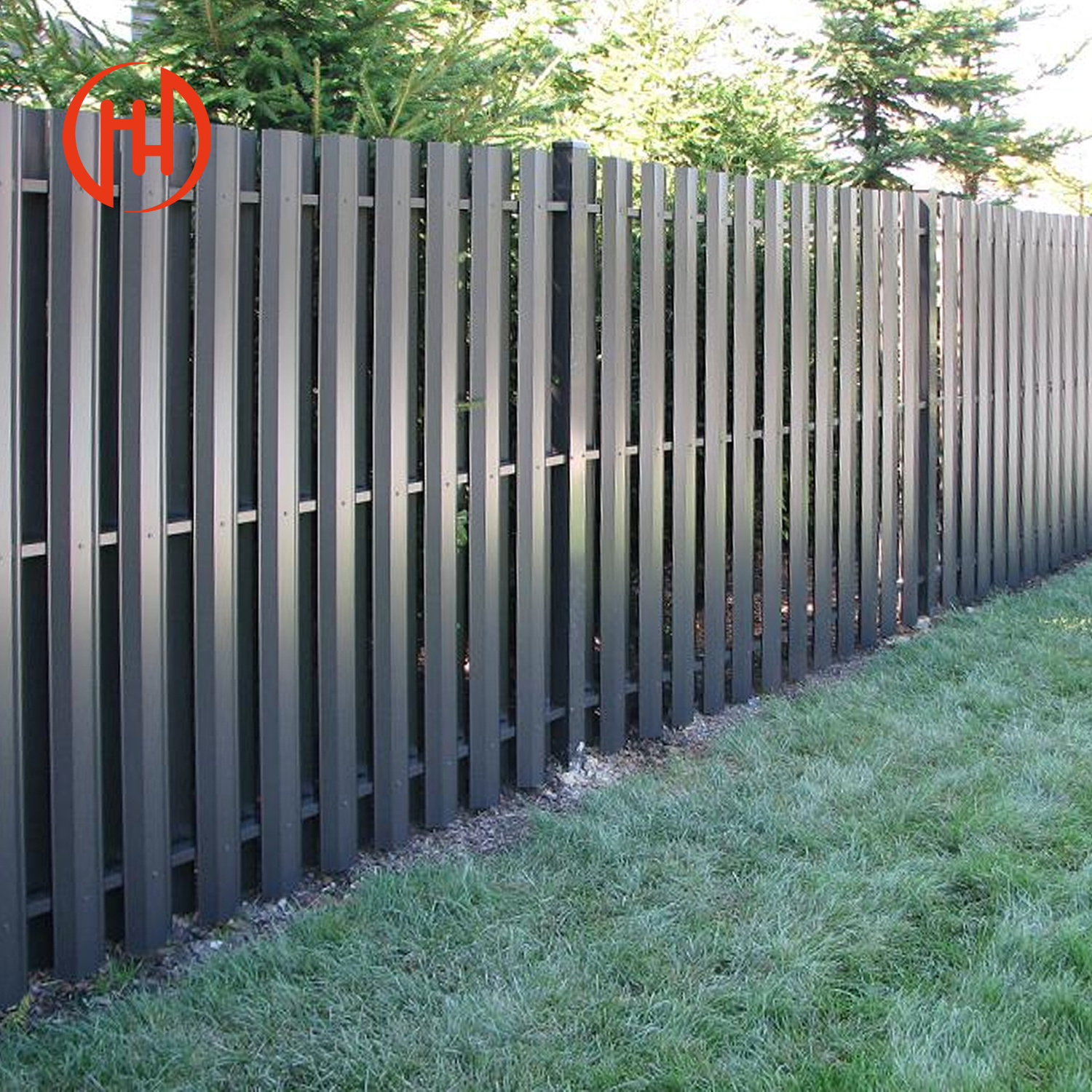 Modern design modular fence easily assembled aluminum metal horizontal yard privacy slat fence